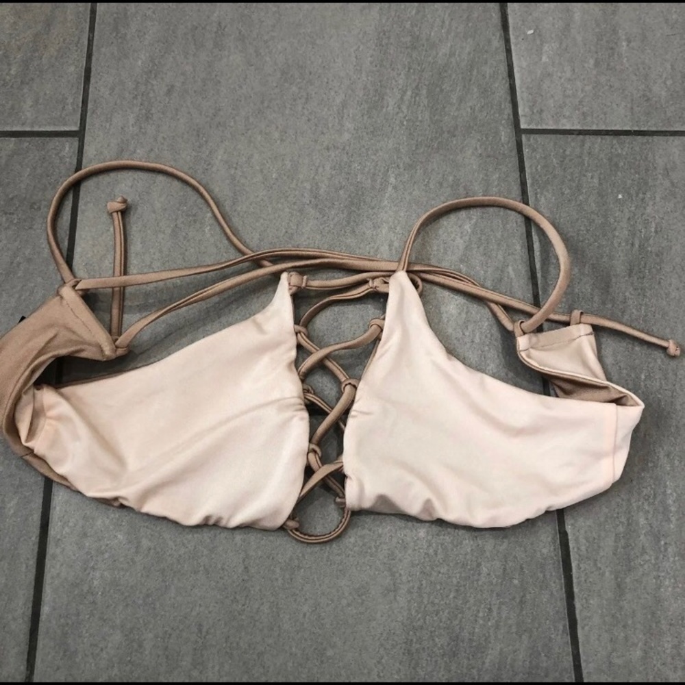 La Hearts Bikini Top Reversible Rose Gold